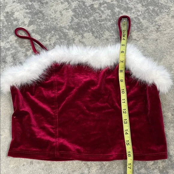 New Wallflower Sexy Santa Crop Top Mean Girls Red Faux Fur Christmas Sz L - Picture 6 of 7